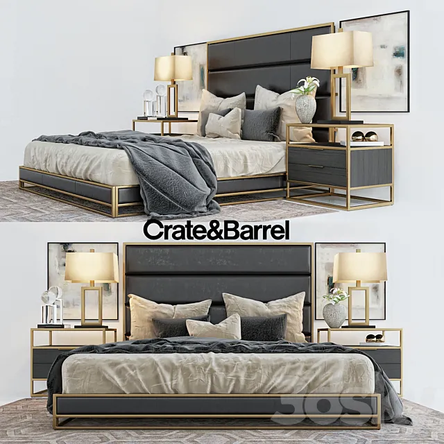 Crate & Barrell oxford collection bed 3DSMax File