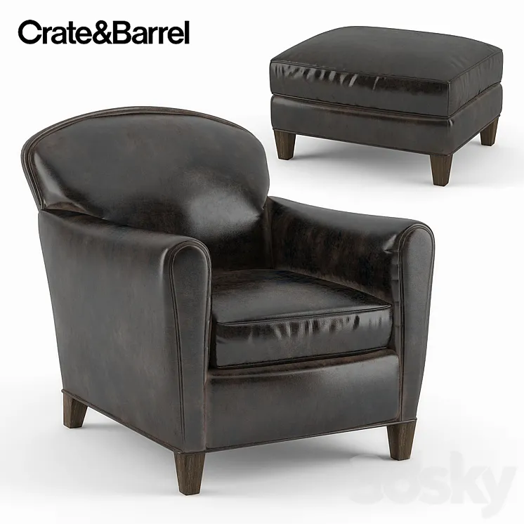 Crate&Barrel \/ Eiffel Leather Chair 3DS Max