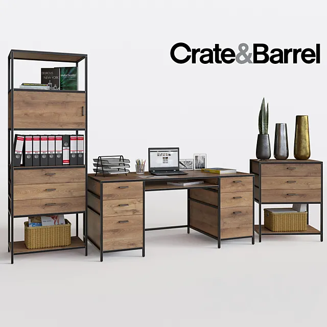 Crate&Barrel Knox Executive Desk set 3ds Max