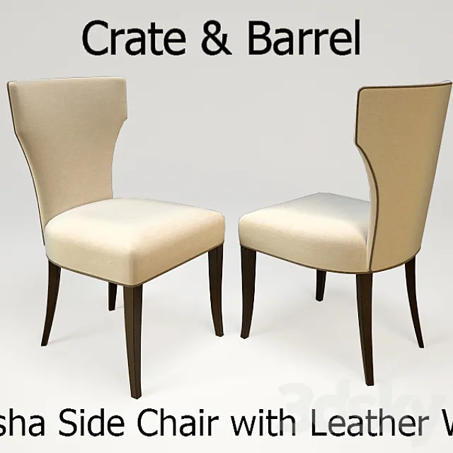 Crate&Barrel Sasha Side Chair with Leather Welt” 3DSMax File