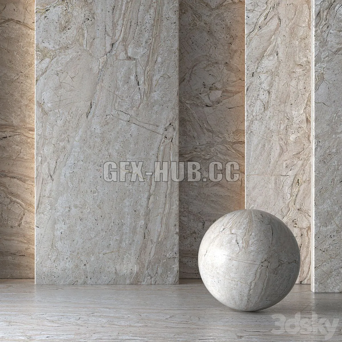 Cream Marble Material 8K (Seamless Tileable) No 101 3dsMax Model