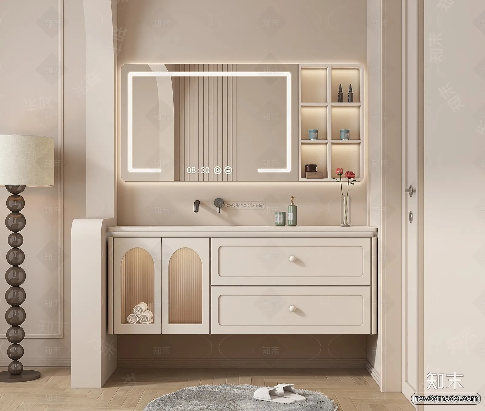 Cream Style Interior 3D Blocks – Bathroom 3D Model – 276 – VRAY