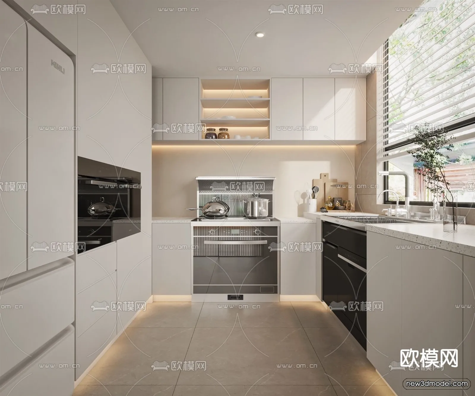 Cream Style Interior 3D Blocks – Kitchen 3D Model – 266 – CORONA