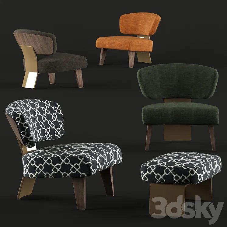 creed wood armchair 3DS Max