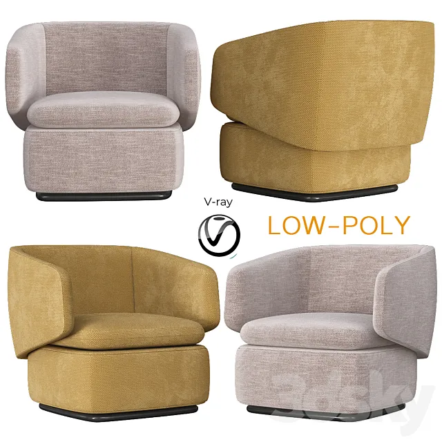Crescent Swivel Chair Westelm (low poly) 3DSMax File