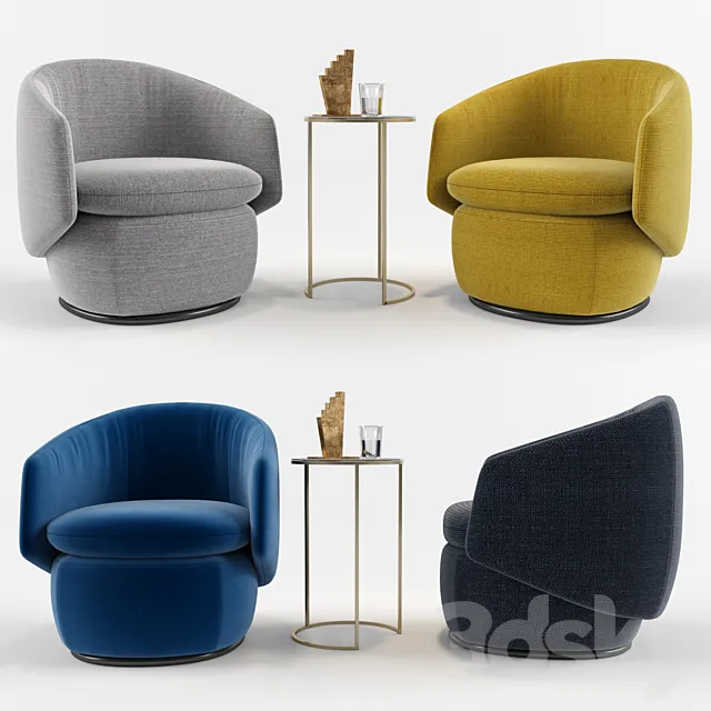 Crescent Swivel Chair_West elm 3DS Max Model