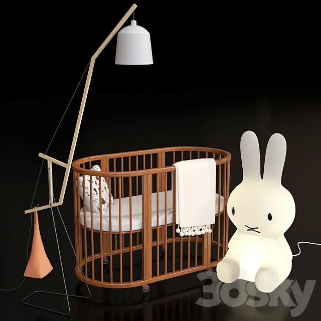 Crib Bed. Miffy-Amelung floorlamp 3ds Max