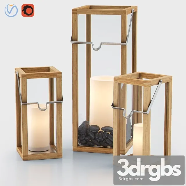 Crosby lanterns with pillar candles 3dsmax Download