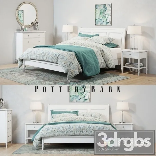 Crosby White Bed Set 3dsmax Download