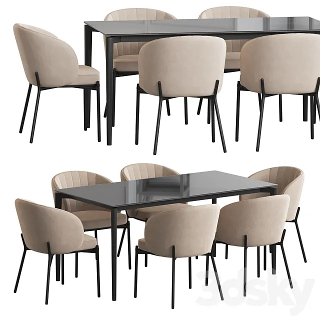 Cruz chair Tandil table Dining set 3ds Max