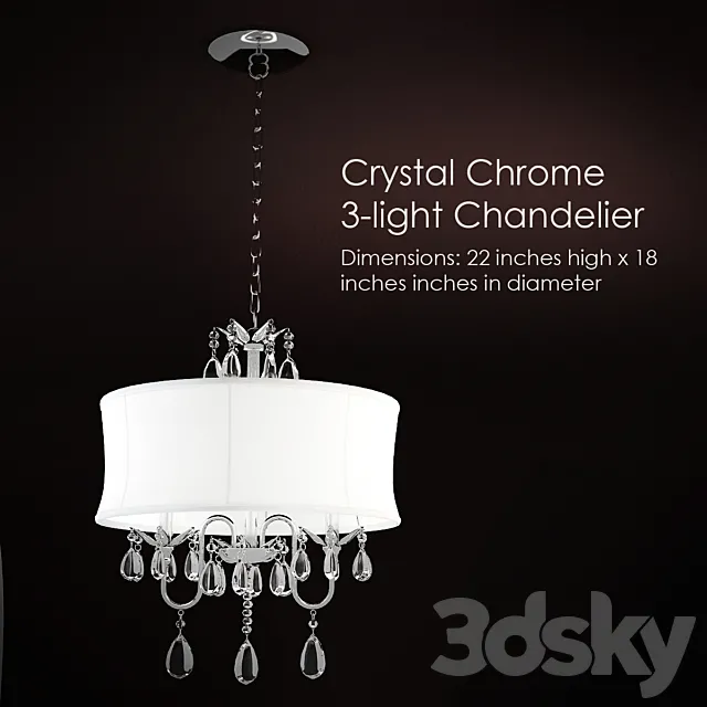 Crystal Chrome 3-light Chandelier 3DSMax File