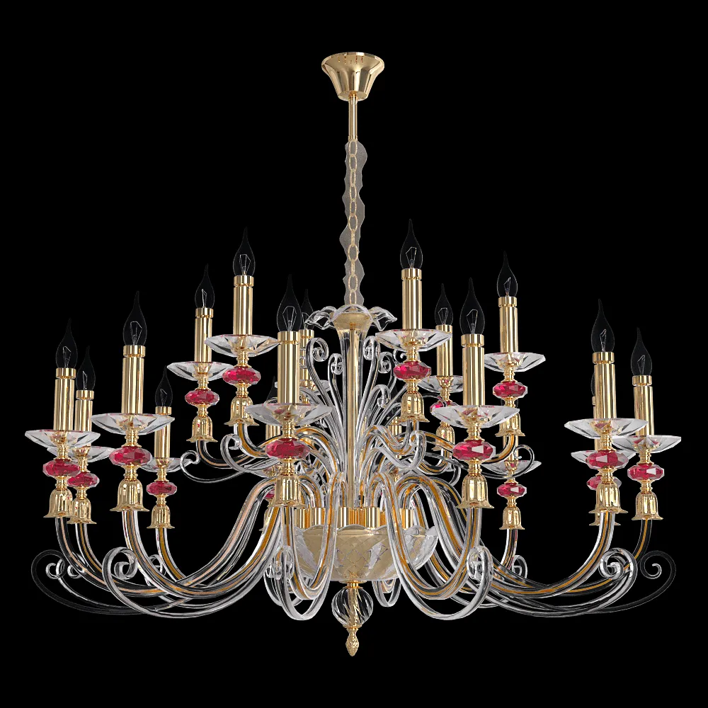 CRYSTAL LUX – Pendant lamp Catarina AP12 +6 Gold -Transparent-Cognac 3ds Max