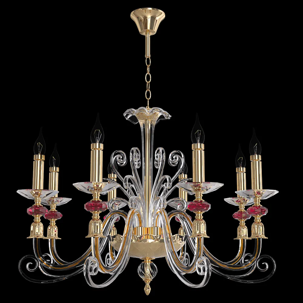 CRYSTAL LUX – Pendant lamp Catarina AP6 Gold -Transparent-Cognac 3ds Max