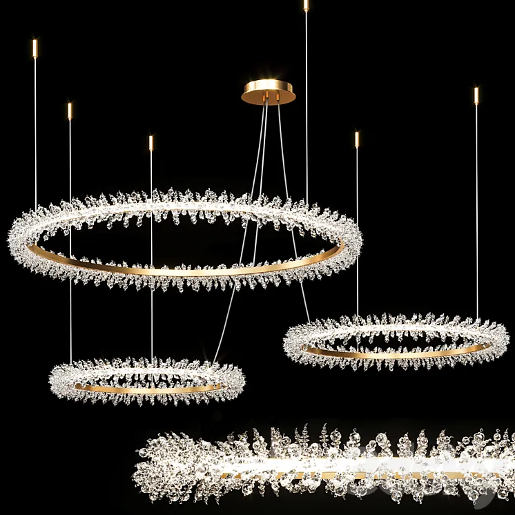 Crystal ring luxury combination LED chandelier THERA 3DS Max