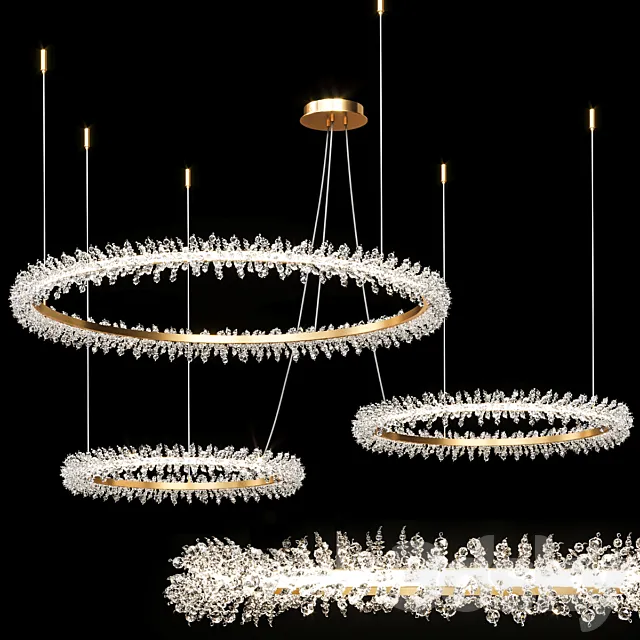 Crystal ring luxury combination LED chandelier THERA 3DSMax File