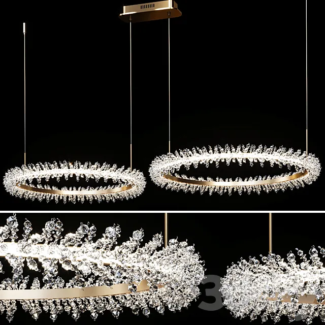 Crystal Ring Luxury Combination Led Chandelier Thera Line 3DS Max Model