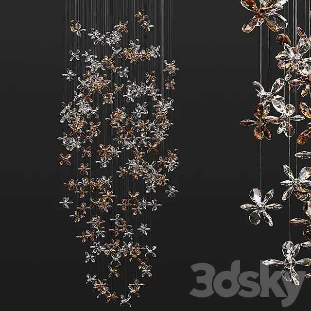 Crystal_Flowers_Chandelier 3ds Max