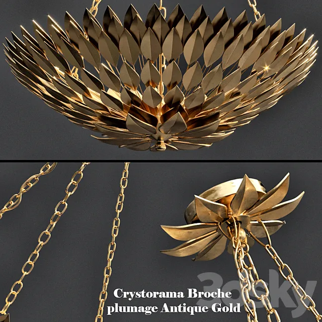 Crystorama Broche plumage Antique Gold CHANDELIER 3ds Max