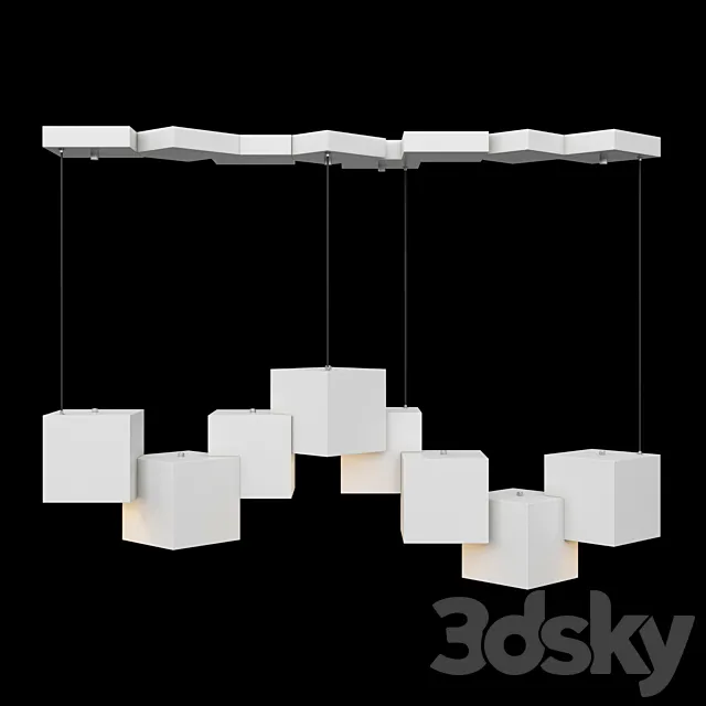 Cube Led Pendant Light White 3DSMax File