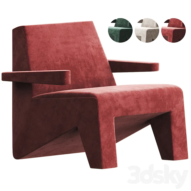 CUBIC Easy chair with armrests By Moca 3DS Max Model
