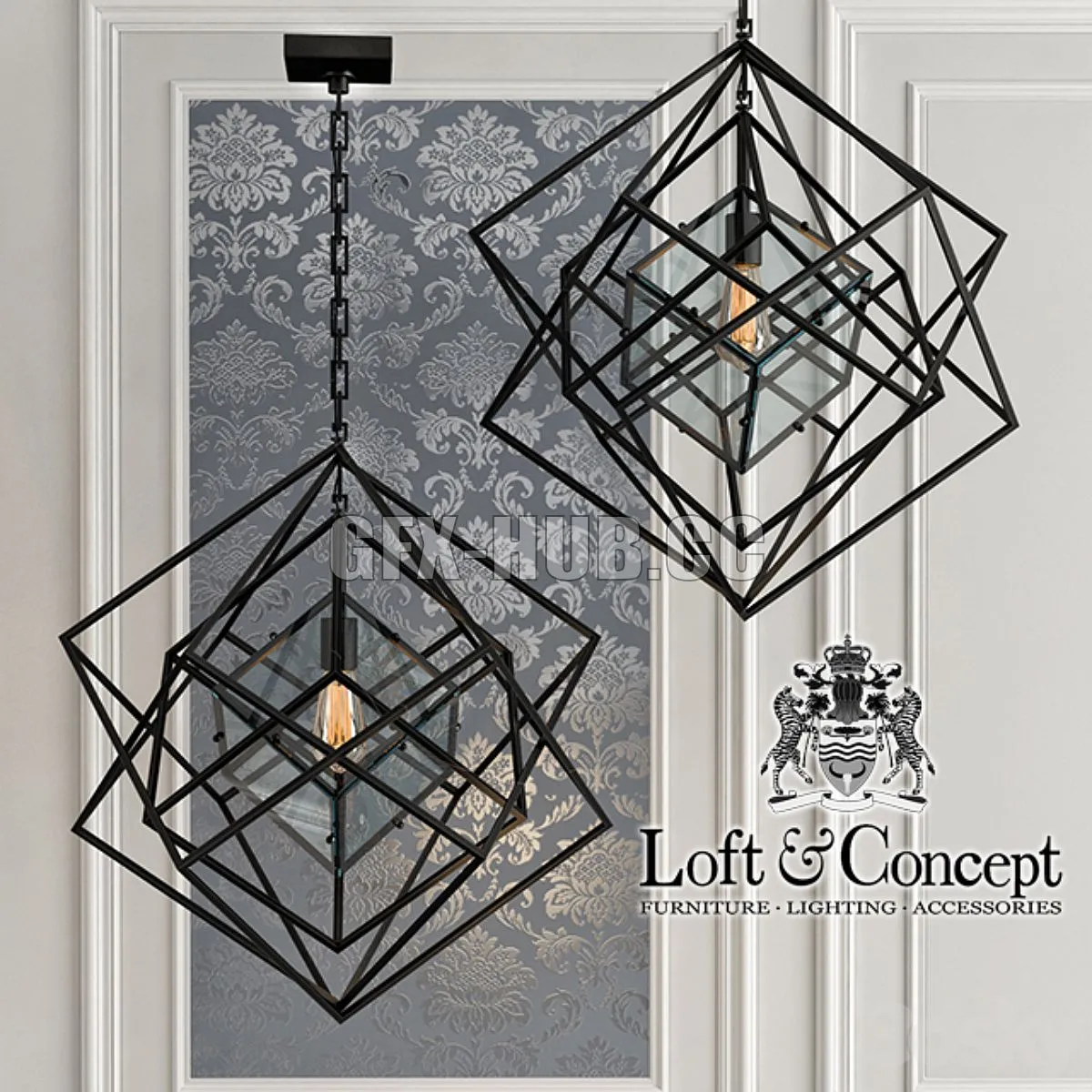Cubist Small Chandelier Black 3dsMax Model