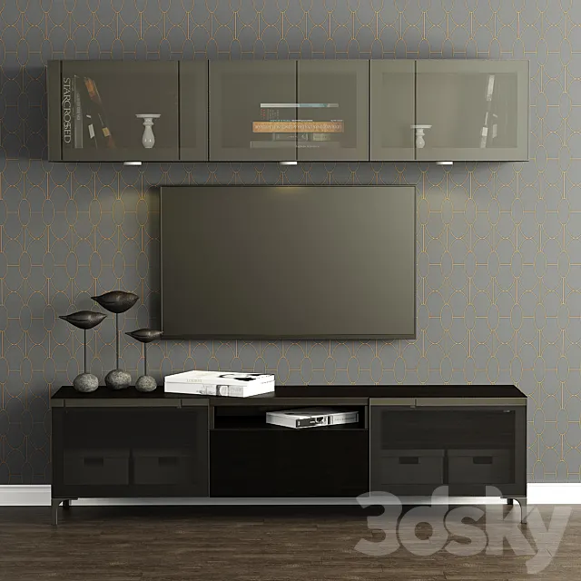 Cupboard for TV and multimedia Ikea Besta _ Best with shelves. 3DSMax File