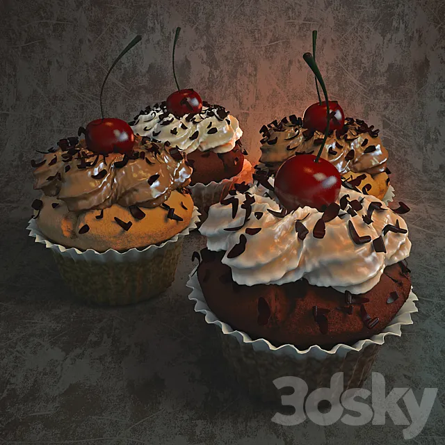 Cupcake with cherry 3DSMax File