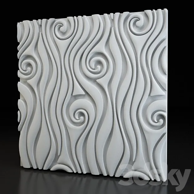 Curl-3d plaster panel 3ds Max