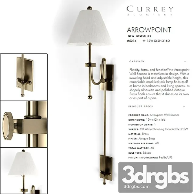 Currey Company Arrowpoint Wall Sconce 3d Model 3dsmax Download