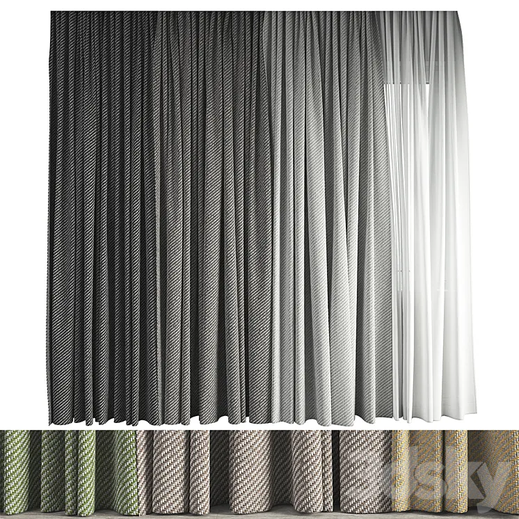 Curtain # 10 with Fidivi Jeans upholstery fabric 3DS Max Model