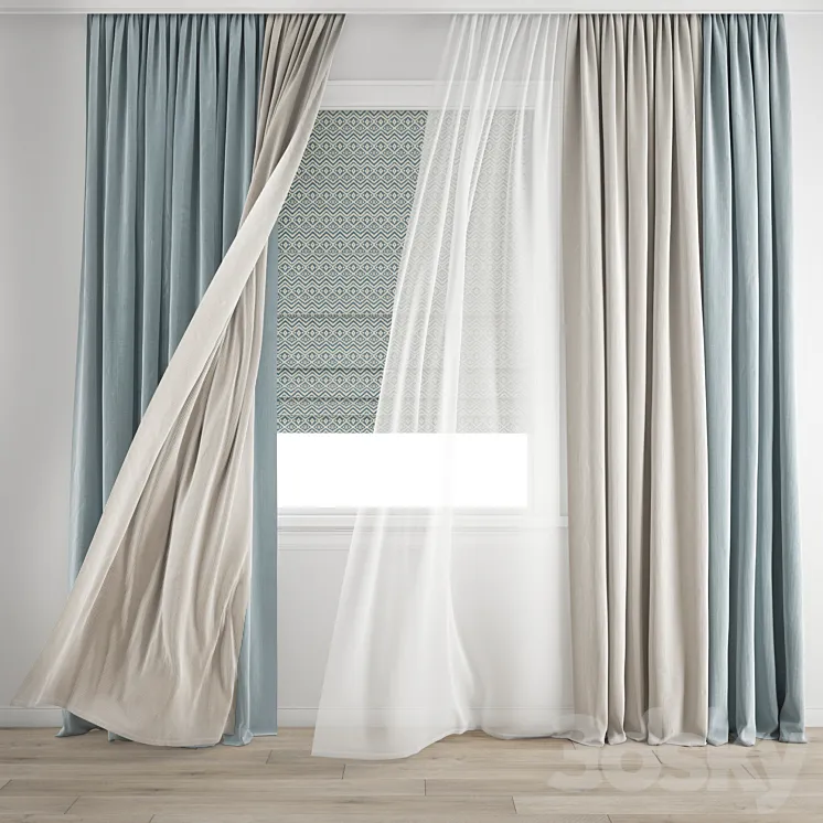 Curtain 346 \/ Wind blowing effect 9 3DS Max Model