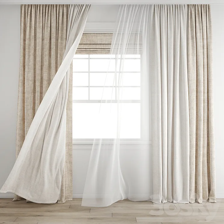 Curtain 640\/Wind blowing effect 16 3DS Max Model
