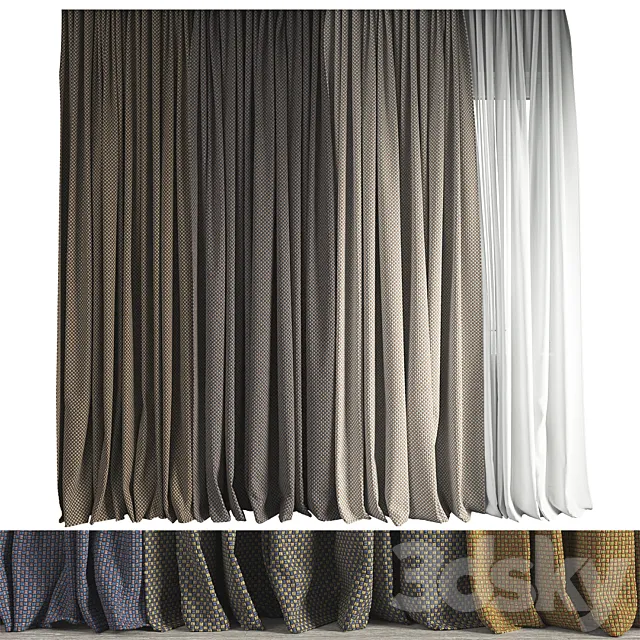Curtain # 8 with Fidivi Class upholstery fabric 3ds Max