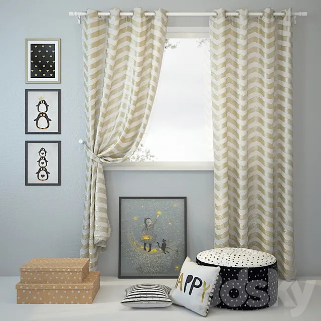 Curtain and decor 10 3ds Max