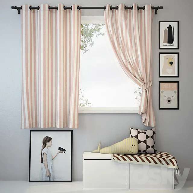 Curtain and decor 3 3ds Max