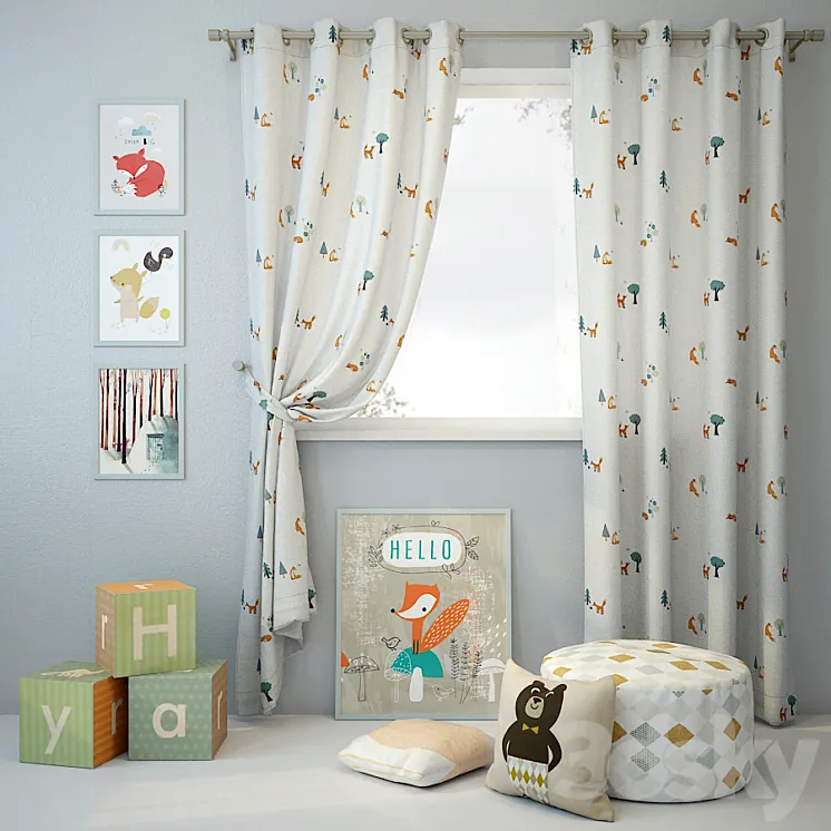 Curtain and decor 9 3DS Max