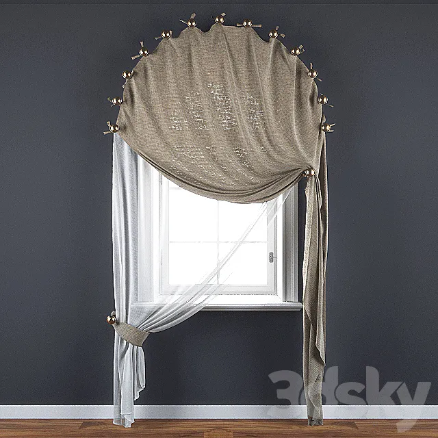 Curtain for the arched window 3DSMax File