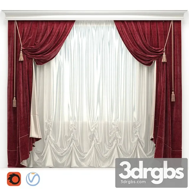 Curtain Velvet With Tassels 01 3dsmax Download