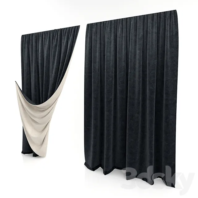 Curtain with a raised edge 3DSMax File