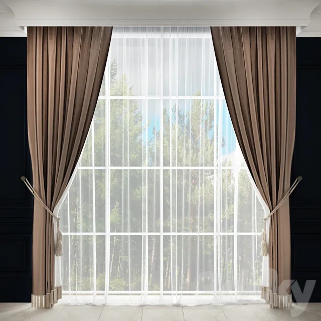 Curtain with fringes and pickup 3DSMax File