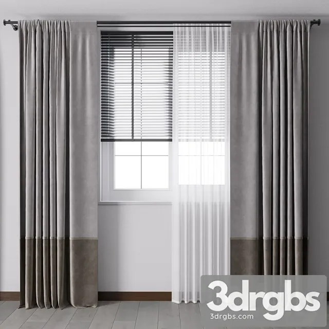 Curtain with metal curtain rod & metal blind 05