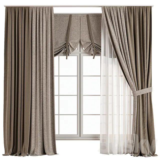 Curtain with tulle 33 3ds Max