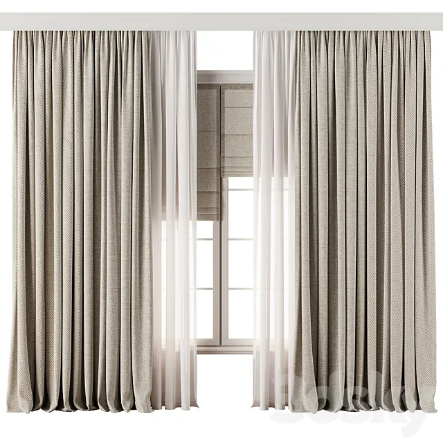 Curtain with tulle 46 3dsMax Model