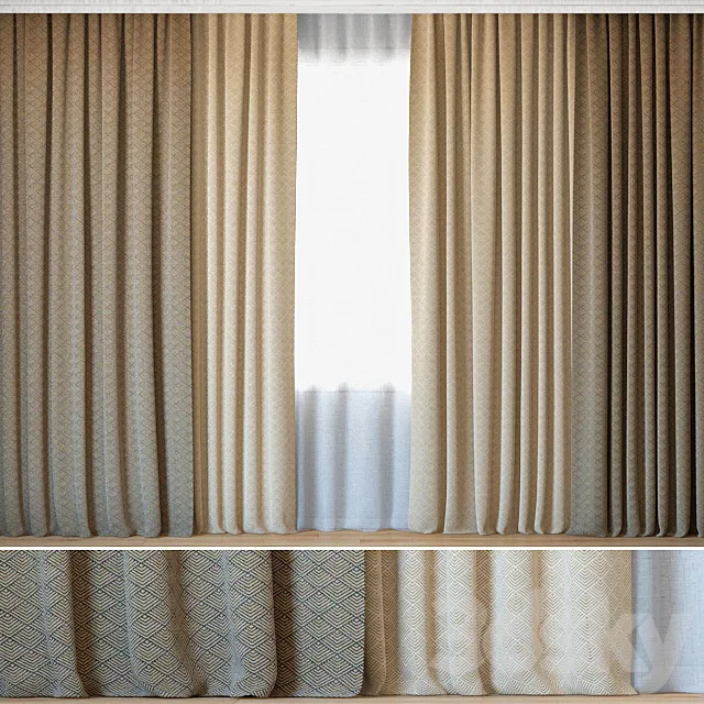 Curtains 100 | Curtains with Tulle | Fabricut | Vicenza 3DS Max Model