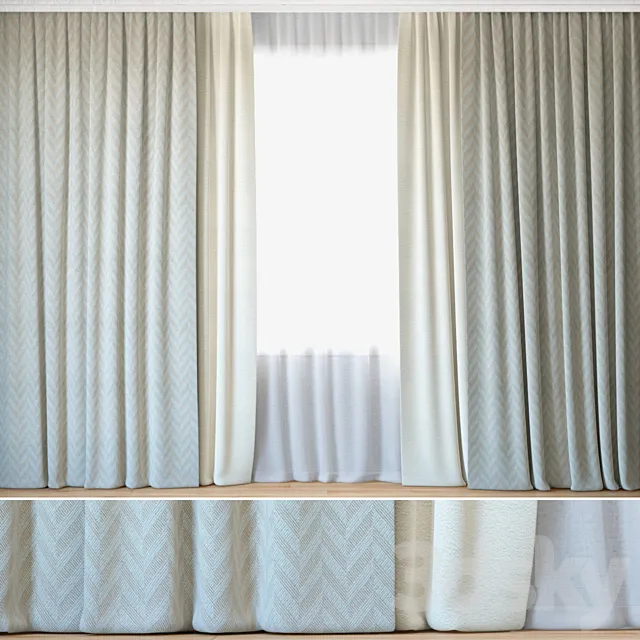 Curtains 106 | Curtains with Tulle | Jacquard Fabric & ROHI | Lazarus & sera 3ds Max