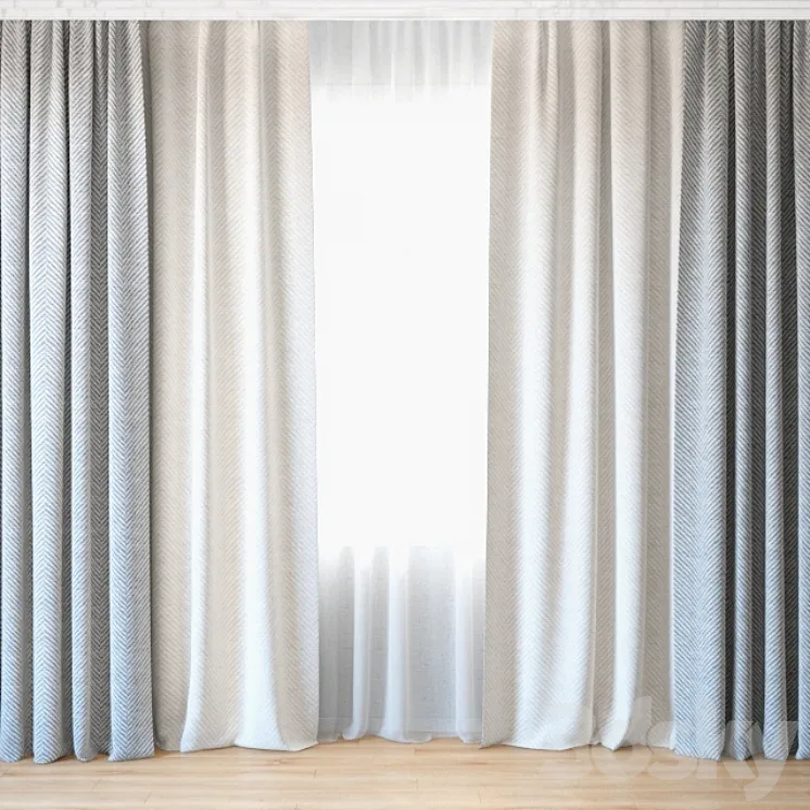 Curtains 32 | Curtains with tulle 3DS Max