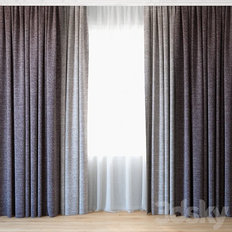 Curtains 60 | Curtains with tulle 3DS Max