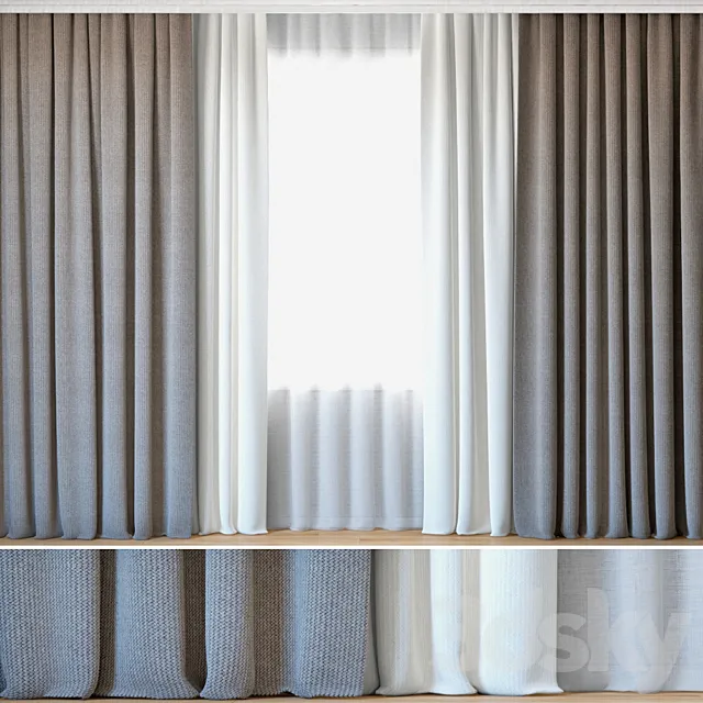 Curtains 67 | Curtains with Tulle | Backhausen Treccia 3DS Max Model