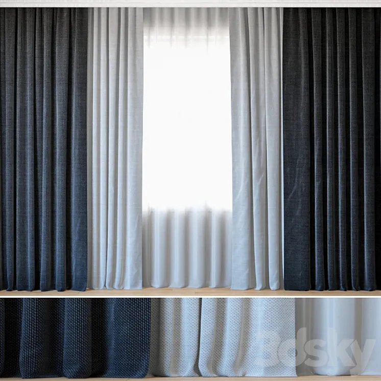 Curtains 91 | Curtains with Tulle | ROHI | Topia 3DS Max