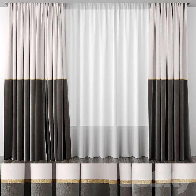 Curtains baked milk and brown 50_50 3DSMax File